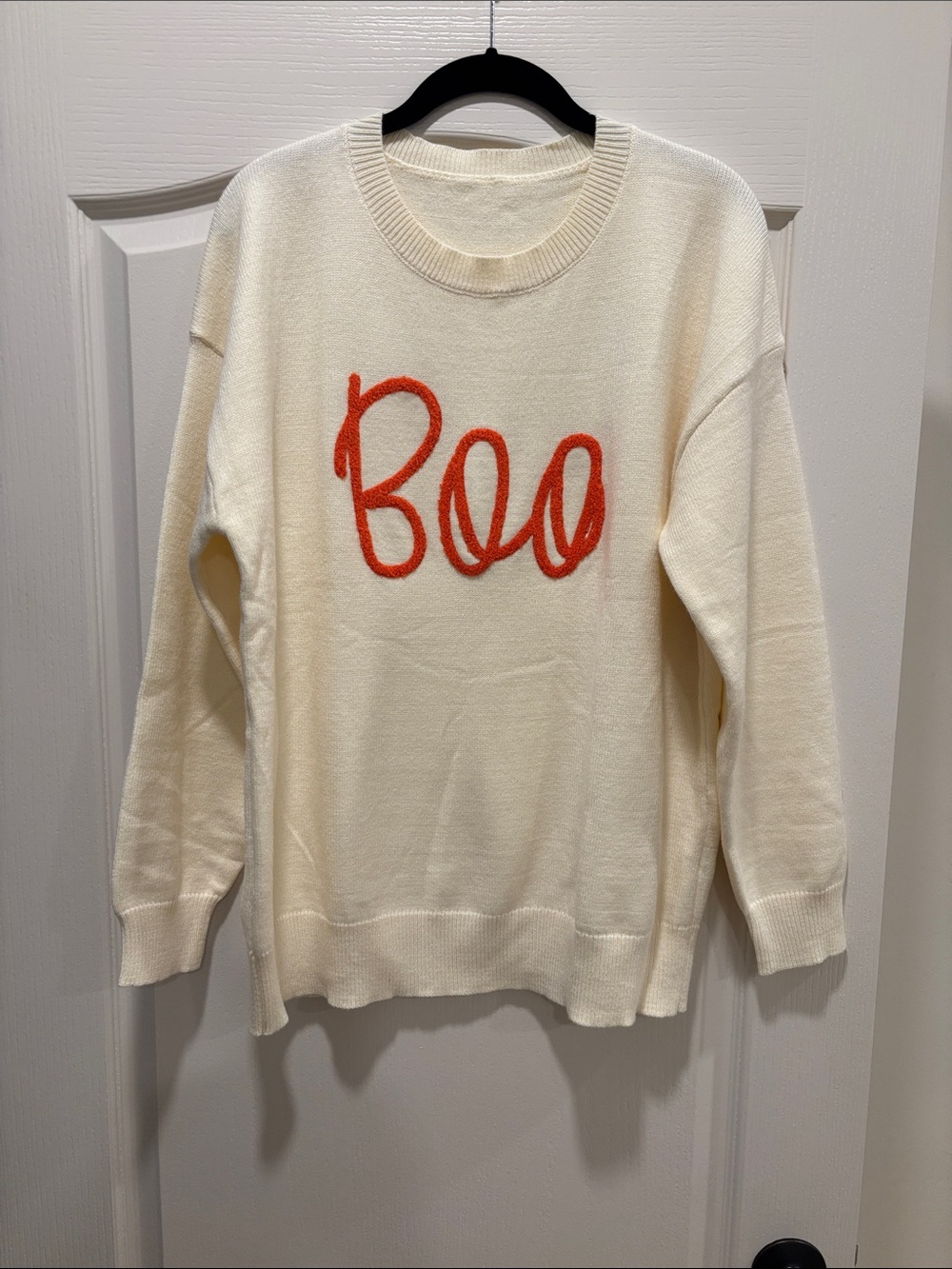 Cream 'Boo' Script Pullover Sweater - The Mint